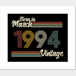 Vintage Born in March 1994 Posters and Art